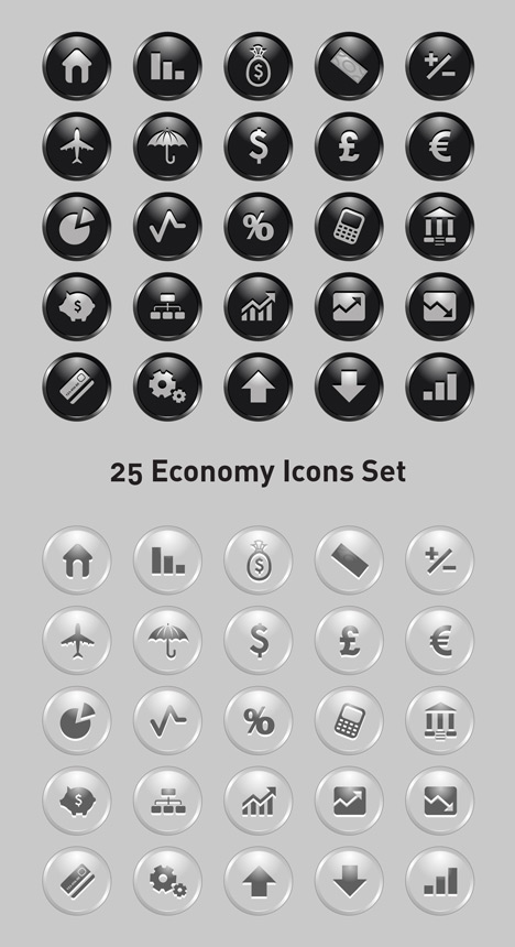 Economy Icons Set with Shiny Style