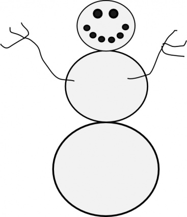 Outline Man Tree Branches White Buttons Ice Winter Snowman Snow Smile Coloring Cold Sticks Frosty